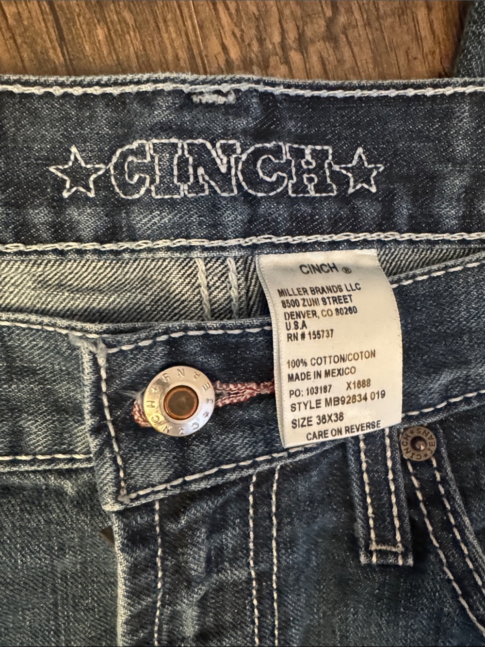 Cinch Men's White Label Relaxed Fit Distressed Jeans Blue Denim